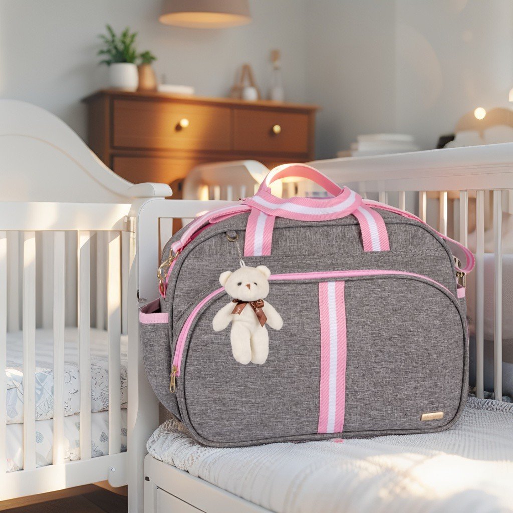 Bolsa Maternidade Bebê Infantil menino menina C/ chaveiro Urso faixa luxo AMOR - Imagem 2