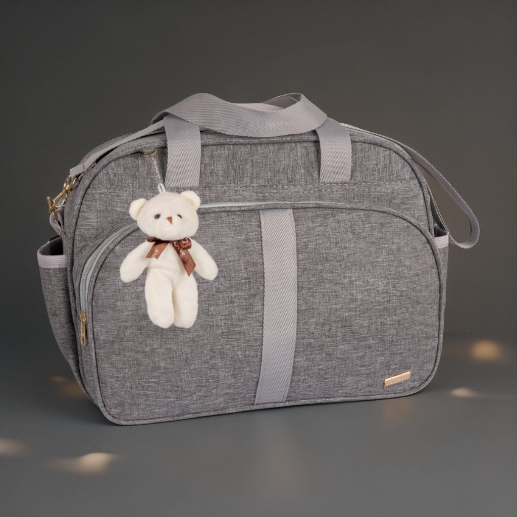 Bolsa Maternidade Bebê Infantil menino menina C/ chaveiro Urso faixa luxo AMOR - Imagem 4
