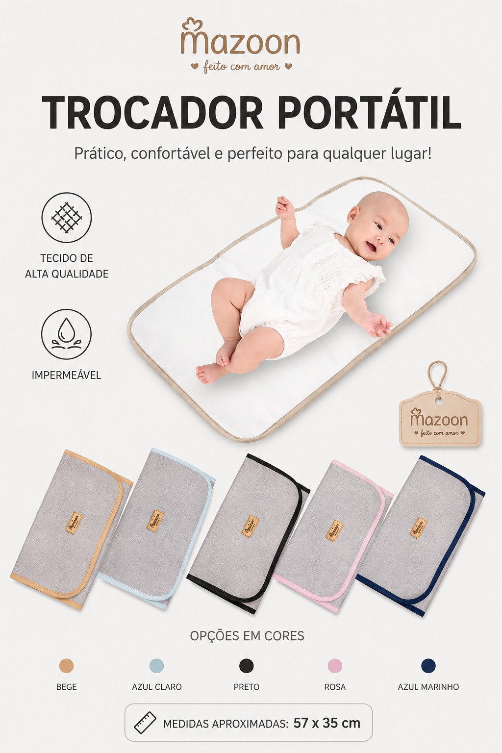 Bolsa Maternidade Kit 04 peças Bolsa G + Bolsa P+ Mochila e Trocador Harmonia - Imagem 8