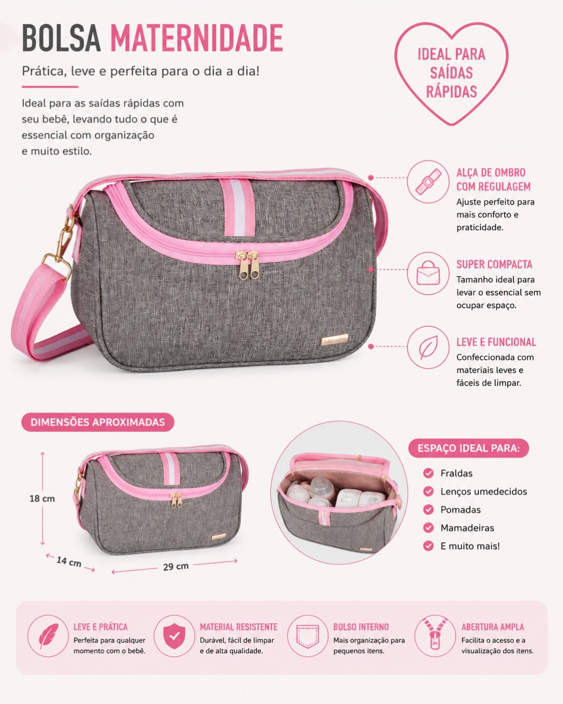 Kit Bolsas 3 peças Bolsa Grande, Bolsa P e Mochila 2 em 1 - Imagem 7