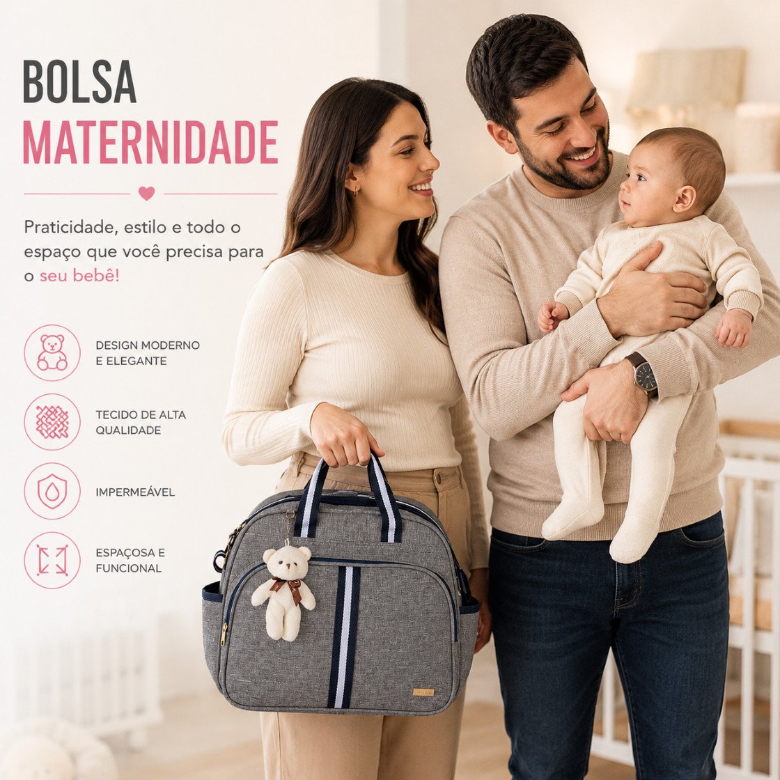 Kit Bolsa Maternidade 2 Peças com Mochila 2 em 1 e Bolsa G AMOR - Imagem 6